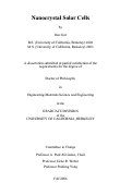 Cover page: Nanocrystal Solar Cells