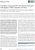 Cover page: The SINE Compound KPT-350 Blocks Dystrophic Pathologies in DMD Zebrafish and Mice.