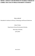 Cover page: Money, Conflict, and Reciprocity in Rural Families in Zambia: The Case of Female University Students (Final Report)