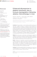 Cover page: Enhanced alloresponse to platelet transfusion due to immune dysregulation following ablative chemotherapy in mice.