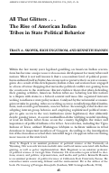 Cover page: All That Glitters . . . The Rise of American Indian Tribes in State Political Behavior
