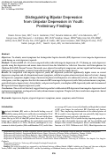 Cover page: Distinguishing Bipolar Depression from Unipolar Depression in Youth: Preliminary Findings