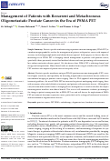 Cover page: Management of Patients with Recurrent and Metachronous Oligometastatic Prostate Cancer in the Era of PSMA PET.