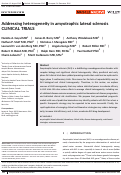 Cover page: Addressing heterogeneity in amyotrophic lateral sclerosis CLINICAL TRIALS