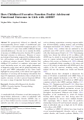 Cover page: Does Childhood Executive Function Predict Adolescent Functional Outcomes in Girls with ADHD?