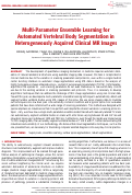 Cover page: Multi-Parameter Ensemble Learning for Automated Vertebral Body Segmentation in Heterogeneously Acquired Clinical MR Images