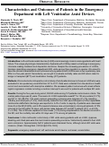 Cover page: Characteristics and Outcomes of Patients in the Emergency Department with Left Ventricular Assist Devices