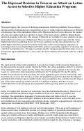 Cover page: The Hopwood Decision in Texas as an Attack on Latino Access to Selective Higher Education Programs