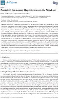 Cover page: Persistent Pulmonary Hypertension in the Newborn