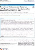 Cover page: Prevalence, Predictors, and Outcomes of Prolonged Mechanical Ventilation After Endovascular Stroke Therapy.