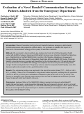 Cover page: Evaluation of a Novel Handoff Communication Strategy for Patients Admitted from the Emergency Department