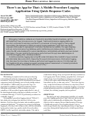 Cover page: There’s an App for That: A Mobile Procedure Logging Application Using Quick Response Codes