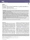 Cover page: Dynamic metrics-based biomarkers to predict responders to anti-PD-1 immunotherapy