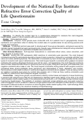 Cover page: Development of the National Eye Institute refractive error correction quality of life questionnaire Focus groups