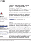 Cover page: Proteomic Analysis of Highly Prevalent Amyloid A Amyloidosis Endemic to Endangered Island Foxes