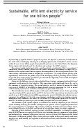 Cover page: Sustainable, efficient electricity service for one billion people[1] 1This paper was presented in outline form at the International Seminars on Planetary Emergencies of the World Federation of Scientists, Erice, Italy, August 20, 2003.