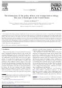 Cover page: The dimensions of the policy debate over transportation energy: The case of hydrogen in the United States