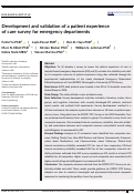 Cover page: Development and validation of a patient experience of care survey for emergency departments