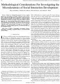 Cover page: Methodological Considerations For Investigating the Microdynamics of Social Interaction Development