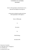 Cover page: The U.S. Housing Market and the Business Cycle --Theoretical and Empirical Investigations