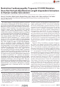 Cover page: Restrictive Cardiomyopathy Troponin I R145W Mutation Does Not Perturb Myofilament Length-dependent Activation in Human Cardiac Sarcomeres*