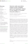 Cover page: Genome-wide association analysis reveal candidate genes and haplotypes related to root weight in cucumber (Cucumis sativus L.).