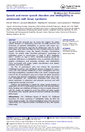 Cover page: Speech and motor speech disorders and intelligibility in adolescents with Down syndrome