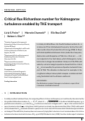 Cover page: Critical flux Richardson number for Kolmogorov turbulence enabled by TKE transport