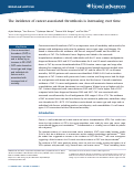 Cover page: The Incidence of Cancer Associated Thrombosis is Increasing Over Time