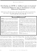 Cover page: Developing an OSTE to address lapses in learners' professional behavior and an instrument to code educators' responses