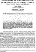 Cover page: The Cognitive and Behavioral Impact of Promotion and Prevention Contracts on Trust in Repeated Exchanges