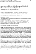 Cover page: Atmospheric Effects of the Emerging Mainland Chinese Transportation System at and Beyond the Regional Scale