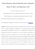 Cover page: Thermodynamics, Optical Properties and Coordination Modes of Np(V) with Dipicolinic Acid