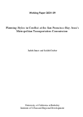 Cover page: Planning Styles in Conflict at the San Francisco Bay Area's Metropolitan Transportation Commission