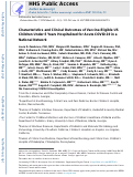 Cover page: Characteristics and Clinical Outcomes of Vaccine-Eligible US Children Under-5 Years Hospitalized for Acute COVID-19 in a National Network.