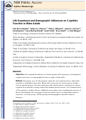 Cover page: Life Experience and Demographic Influences on Cognitive Function in Older Adults