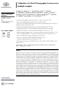 Cover page: Validation of a Brief Pornography Screen across multiple samples.