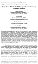 Cover page: Importance of Contextual Saliency on Vocal Imitation by Bottlenose Dolphins