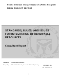 Cover page: Standards, Rules, and Issues for Integration of Renewable Resources