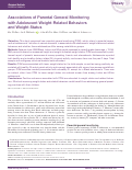 Cover page: Associations of Parental General Monitoring with Adolescent Weight-Related Behaviors and Weight Status.