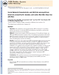 Cover page: Social Network Characteristics and HIV Risk Among African American, Asian/Pacific Islander, and Latino Men Who Have Sex With Men