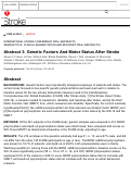 Cover page: Genetic Factors And Motor Status After Stroke