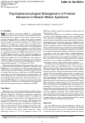 Cover page: Psychopharmacological Management of Problem Behaviors in Mowat–Wilson Syndrome