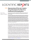 Cover page: Repurposing of the anti-malaria drug chloroquine for Zika Virus treatment and prophylaxis