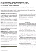 Cover page: Linking Physical and Mental Health Summary Scores from the Veterans RAND 12-Item Health Survey (VR-12) to the PROMIS® Global Health Scale