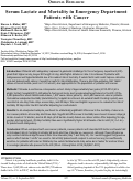 Cover page: Serum Lactate and Mortality in Emergency Department Patients with Cancer