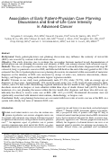 Cover page: Association of Early Patient-Physician Care Planning Discussions and End-of-Life Care Intensity in Advanced Cancer.