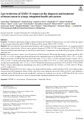 Cover page: Care in the time of COVID-19: impact on the diagnosis and treatment of breast cancer in a large, integrated health care system