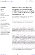 Cover page: Brain serotonin and serotonin transporter expression in male and female postnatal rat offspring in response to perturbed early life dietary exposures