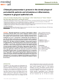 Cover page: Chlamydia pneumoniae is present in the dental plaque of periodontitis patients and stimulates an inflammatory response in gingival epithelial cells